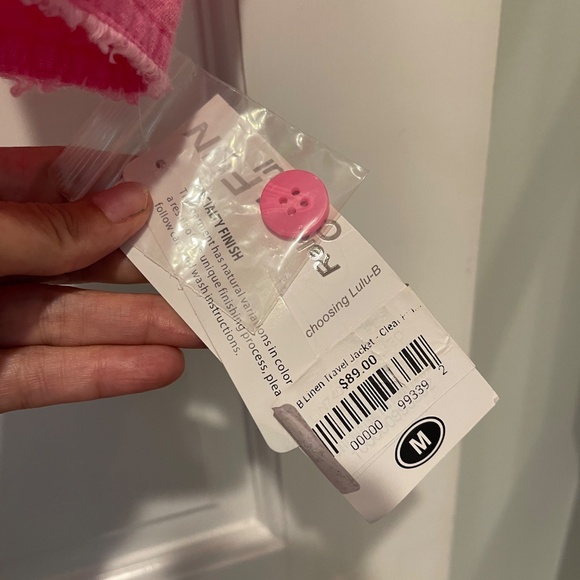 Lulu B LONG-SLEEVE LINEN JACKET BRIGHT HOT PINK - Picture 5 of 6